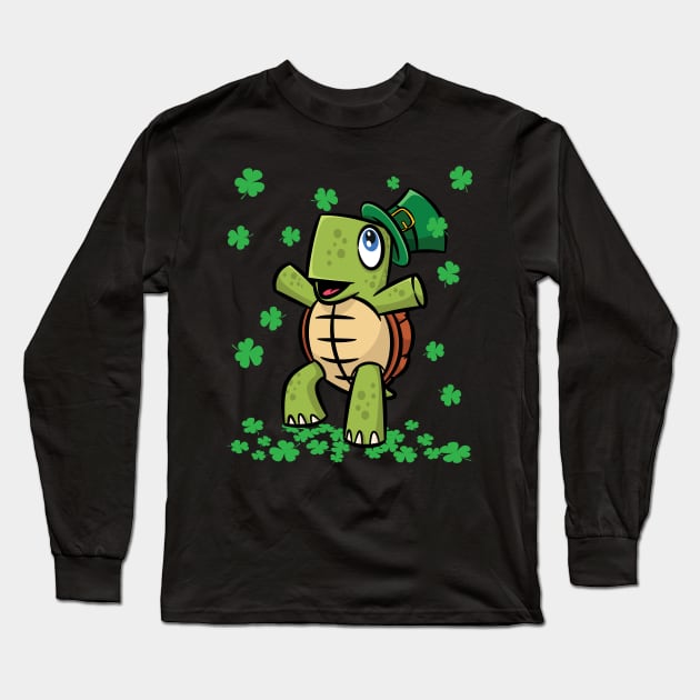 Awesome St Patricks Day Adorable Turtle Long Sleeve T-Shirt by teeleoshirts